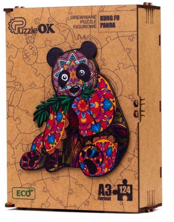 PUZZLE DREWNIANE UKŁADANKA KUNG FU PANDA MIŚ KOLOR  PuA3-01211