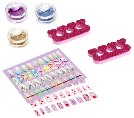 ZESTAW DO MALOWANIA PAZNOKCI DLA DZIECI STYLIZACJI NAKLEJKI TIPSY BROKAT