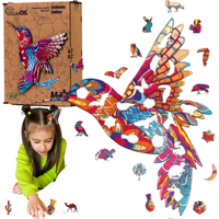 PUZZLE DREWNIANE UKŁADANKA DELIKATNY KOLIBER PTAK  PuA4-00703