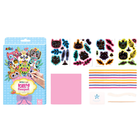 Zestaw Artystyc DIY Bukiet Kotki Rysowanie Scratch Wydrapywanka Zdrapywanka