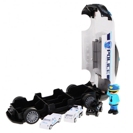 SAMOCHÓD POLICYJNY ROZKŁADANY EFEKTY DŹWIĘKOWE ŚWIETLNE 3 SAMOCHODZIKI