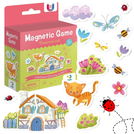 GRA MAGNETYCZNA "KOTEK MARZYCIEL" 20 ELEMENTÓW KOLOROWYCH MAGNESÓW ZESTAW 200236 