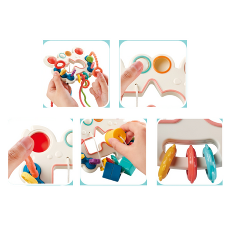 Zabawka Sensoryczna Gryzak Montessori Edukacyjna Grzechotka dla Dzieci 6w1