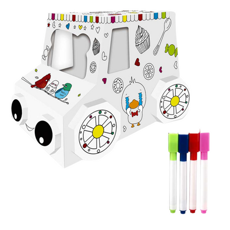 ZESTAW ARTYSTYCZNY SAMOCHÓD AUTO DO MALOWANIA SKŁADANIA KOLOROWANIA TEKTURA