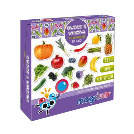 ZESTAW MAGNESÓW WARZYWA I OWOCE JASNE KOLORY JEDZENIE SOLIDNE WYKONANIE MV6032-42