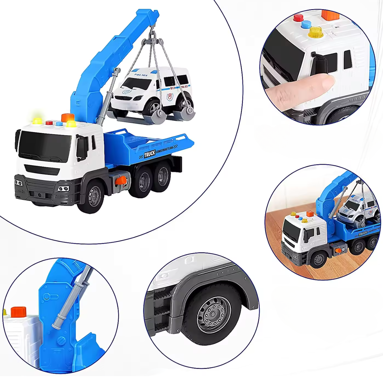 Interaktywna Ciężarówka Z Hakiem I Lawetą Światła Dźwięki Ruchome Elementy