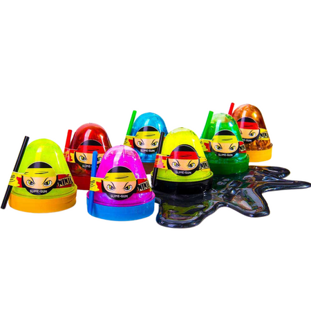 Antystresowy Slime Ninja Neon z Brokatem Aromaty Glutek Ze Słomką 100g 80063
