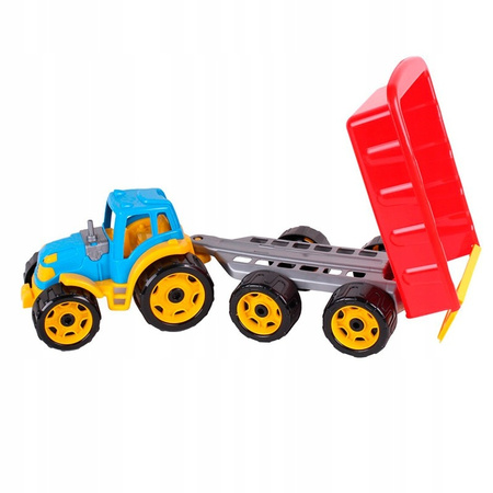 DUZY TRAKTOR CIĄGNIK Z PRZYCZEPĄ PAKA MASZYNA 54cm 3442