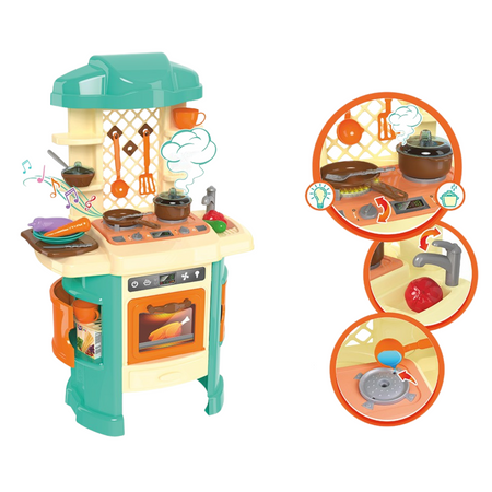 Zestaw Kuchenny Efekty Dźwiękowe Świetlne Para Wodna Kuchnia Z Akcesoriami 5637