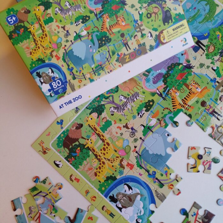 Puzzle Obserwacyjne "W Zoo" 80 Elementów Układanka Zwierzęta Zestaw 300259