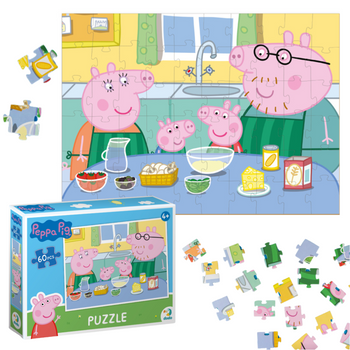 PUZZLE ŚWINKA PEPPA W KUCHNI 60 ELEMENTÓW DO UŁOŻENIA DLA NAJMŁODSZYCH