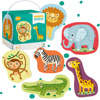 Puzzle 2-3-4 Elementy Dzikie Zwierzęta Układanka Edukacyjna Zestaw 300153