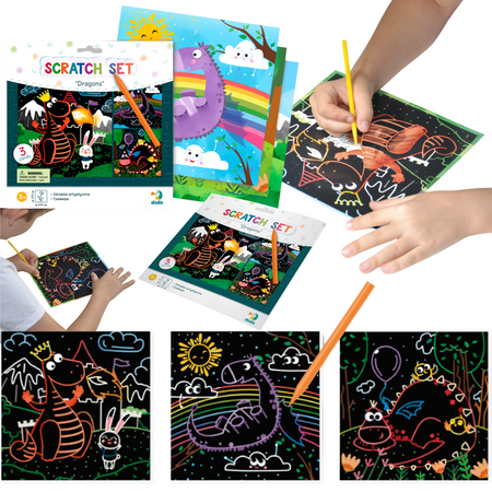 Zdrapka Artystyczna "Smoki" Wydrapywanka Metoda Scratch Dla Dzieci Obrazki 300215
