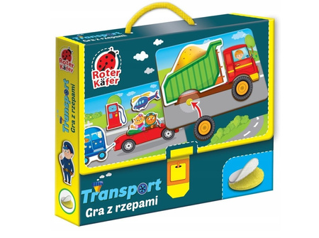 GRA EDUKACYJNA Z RZEPAMI TRANSPORT ZESTAW PLANSZE FIGURKI ROTER KAFER