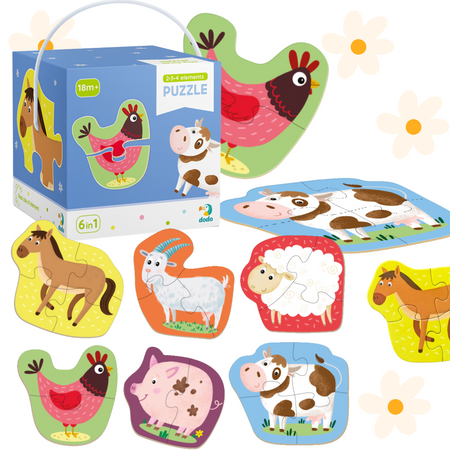 Puzzle 2-3-4 Elementy "Domowe Zwierzęta" Układanka Zestaw Zwierzęta Farma 300152