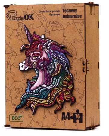 PUZZLE DREWNIANE UKŁADANKA JEDNOROŻEC KUCYK TĘCZOW  PuzA4-00701