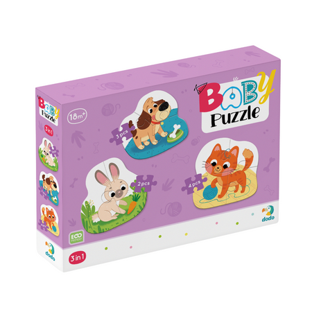 Puzzle 3w1 2-3-4 Elementy "Zwierzaki" Trzy Układanki Zwierzęta Domowe 300395