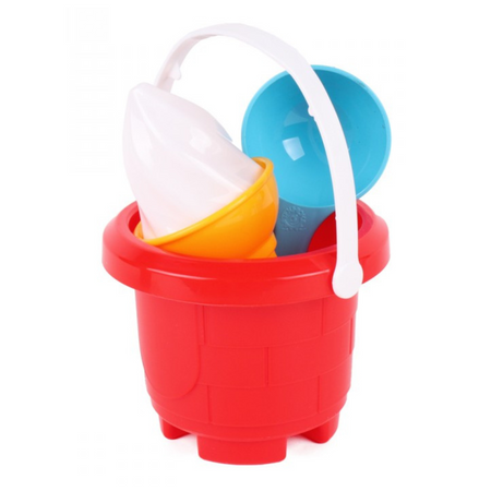 ZESTAW DO PIASKU W OKRĄGŁYM WIADERKU FOREMKA W KSZTAŁCIE LODA ŁYŻKA 7068