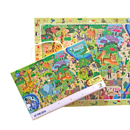 Puzzle Obserwacyjne "W Zoo" 80 Elementów Układanka Zwierzęta Zestaw 300259