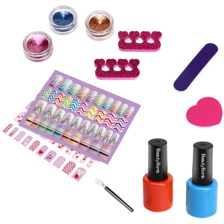 ZESTAW DO MALOWANIA PAZNOKCI DLA DZIECI STYLIZACJI NAKLEJKI TIPSY BROKAT