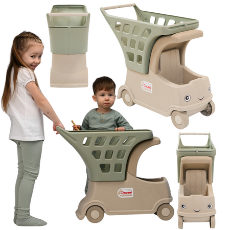 Zestaw Wózek Sklepowy Na Zakupy Kosz Koszyk Na Kółkach Siedzisko Dla Dzieci 01540/01eco