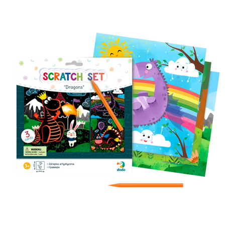 Zdrapka Artystyczna "Smoki" Wydrapywanka Metoda Scratch Dla Dzieci Obrazki 300215