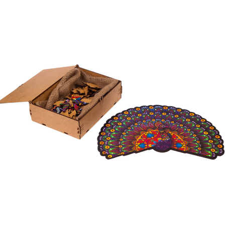 PUZZLE DREWNIANE UKŁADANKA LUKSUSOWY PAW ZESTAW PUZZLI A4 OZDOBA KOLOROWA PuA4-01735