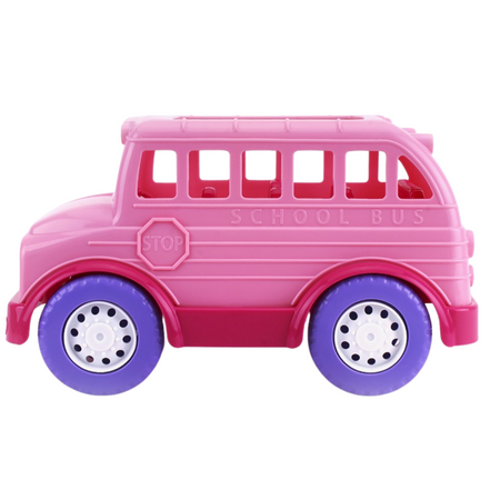 AUTOBUS SZKOLNY RÓŻOWY POJAZD REALISTYCZNE ELEMENTY OTWARTA KLAPA SZKOŁA 7129