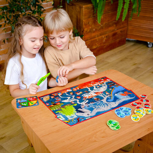 GRA EDUKACYJNA PUZZLE DETEKTYW MUZEUM DINOZAURÓW LUPA ROTER KAFER
