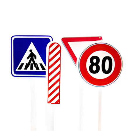 ZNAKI DROGOWE MINIATUROWE 7 ELEMENTÓW ŚWIATŁA STOP RUCH DROGOWY4357