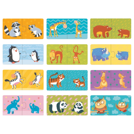 Puzzle Duo Połówki "Mamy I Dzieci" 12 Układanek Zwierzątka Zestaw 300150