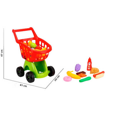 WÓZEK SKLEPOWY DLA DZIECI Z AKCESORIAMI PRODUKTY SPOŻYWCZE ZABAWA TECHNOK 8713
