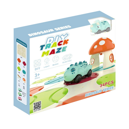 Zestaw Labirynt Drogowy Budowanie Trasy Dinozaur Grzybek Światło Dźwięk
