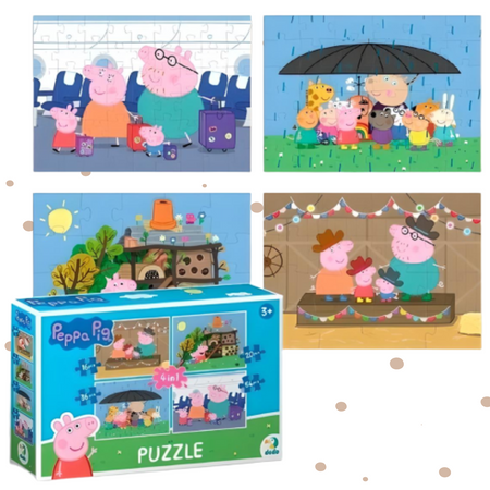 PUZZLE 4w1 ŚWINKA PEPPA CZTERY UKŁADANKI W JEDNYM OPAKOWANIU DLA DZIECI