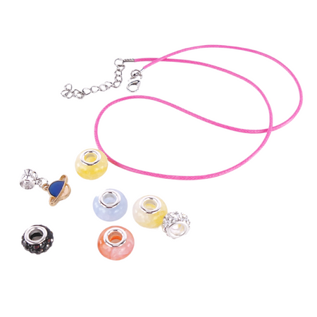 Zestaw Do Tworzenia Naszyjnika Koraliki Rzemyk Charms Pudełko Torebka DIY