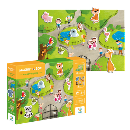 GRA MAGNETYCZNA "ZOO" MEGA ZESTAW Z TABLICĄ MAGNETYCZNĄ 35 MAGNESÓW 200207  