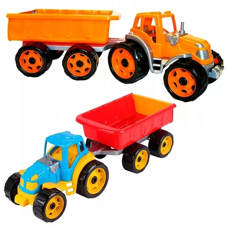 DUZY TRAKTOR CIĄGNIK Z PRZYCZEPĄ PAKA MASZYNA 54cm 3442