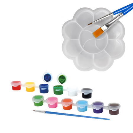 FIGURKA GIPSOWA DO MALOWANIA KWIATKI MAŁY ARTYSTA ZESTAW ARTYSTYCZNY FARBKI