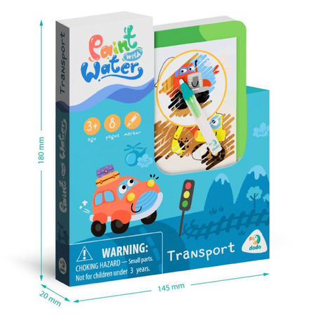 MALOWANIE MARKEREM WODNYM KOLOROWANKA "TRANSPORT" ZESTAW DLA NAJMŁODSZYCH 300309