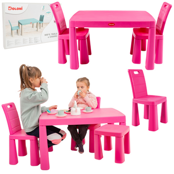Zestaw Mebli Dziecięcych Stół 2 Krzesełka Różowe Wygodne Wielofunkcyjne