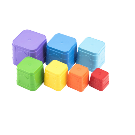 Zestaw Piramida Piramidka Klocki Kubki Kubeczki Wiaderka Dla Dzieci 7 Elem 4654