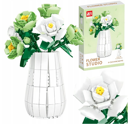 Zestaw Klocki Kwiaty Konstrukcyjne Platycodon Wazon Ozdoba 542 Elementy