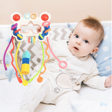 Zabawka Sensoryczna Gryzak Montessori Edukacyjna Grzechotka dla Dzieci 6w1