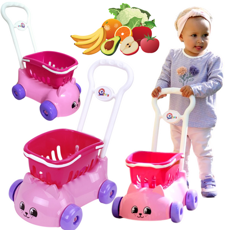 Wózek Sklepowy Z Koszykiem Jeździk Uroczy Kotek Zabawa W Sklep Zestaw 7587