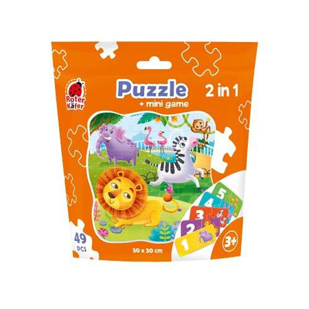 PUZZLE 2W1 ZOO ZESTAW UKŁADANKA MINI GRA EDUKACYJNA  ROTER KAFER