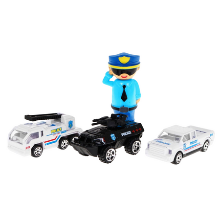 SAMOCHÓD POLICYJNY ROZKŁADANY EFEKTY DŹWIĘKOWE ŚWIETLNE 3 SAMOCHODZIKI