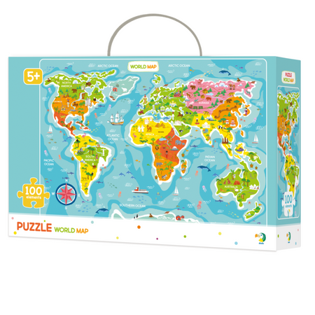 PUZZLE MAPA ŚWIATA 100 ELEMENTÓW DLA MAŁYCH ODKRYWCÓW UKŁADANKA DLA DZIECI