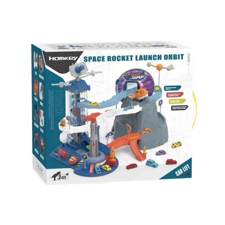 Zestaw Tor Wyścigowy Parking Stacja Kosmiczna Winda Autka Efekty Świetlne