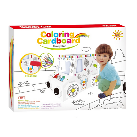 ZESTAW ARTYSTYCZNY SAMOCHÓD AUTO DO MALOWANIA SKŁADANIA KOLOROWANIA TEKTURA