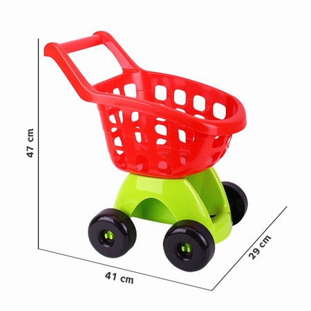 WÓZEK SKLEPOWY DLA DZIECI NA KÓŁECZKACH WYTRZYMAŁY KOLOROWY ZABAWKA TECHNOK 8232